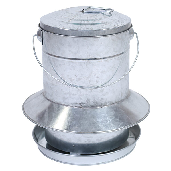GALVANISED POULTRY FEEDER 9 KG. WITH RAIN PROTECTION