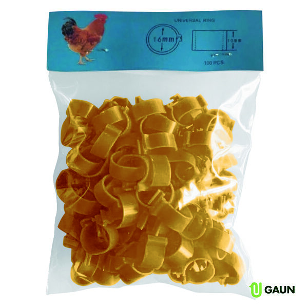 CHICKEN LEG RINGS 16 MM. YELLOW- 100 UNITS