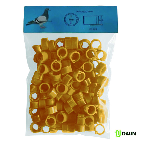 PIGEON LEG RINGS 8 MM. YELLOW – 100 UNITS