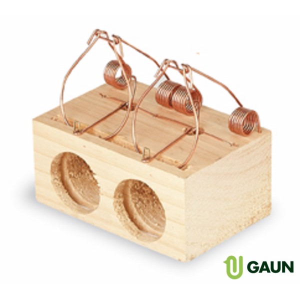WOODEN MOUSE TRAP WITH 2 HOLES