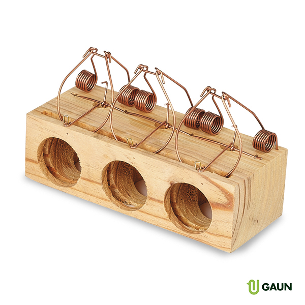 WOODEN MOUSE TRAP - 3 HOLES - GAUN