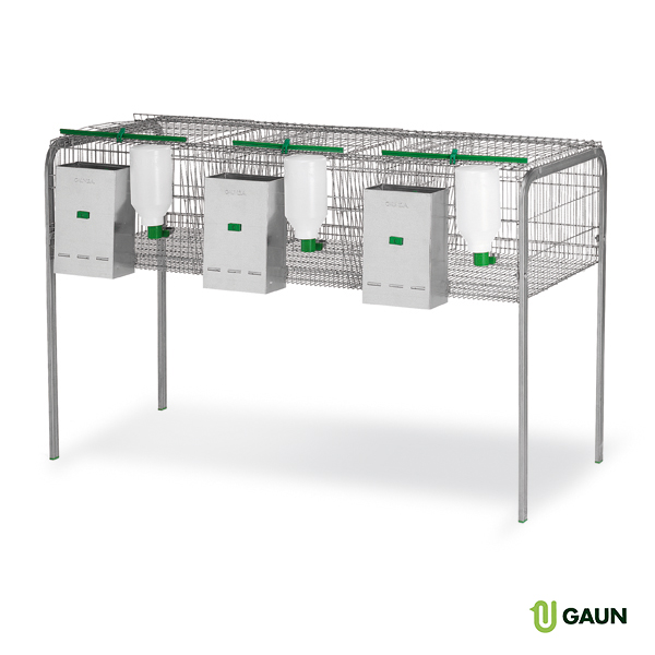 RABBIT CAGE MOD. SEGURA – 3 COMP. GAUN DRINKER WITH BOTTLE